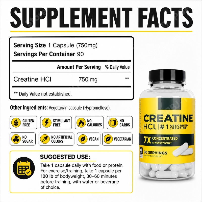 Креатин HCl 750 мг, 90 капсул, – обзор и цена Nutrition Fitness Supplements